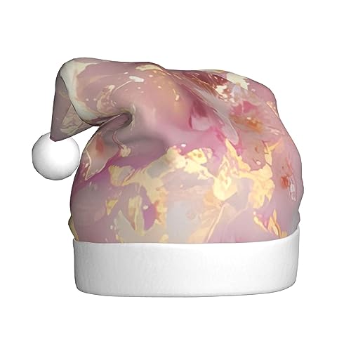 EKYOSHCZ Rosa Marmor Textur Weihnachtsmann Hut für Erwachsene Weihnachtsmütze Xmas Urlaub Hut für Neujahr Party Supplies von EKYOSHCZ