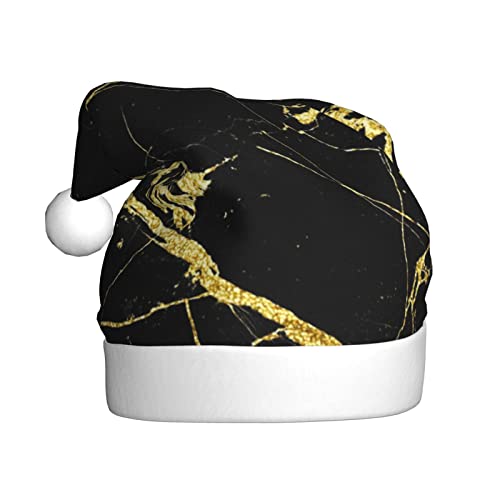 EKYOSHCZ Schwarz Gold Marmor Weihnachtsmann Hut für Erwachsene Weihnachtsmütze Xmas Urlaub Hut für Neujahr Party Supplies von EKYOSHCZ