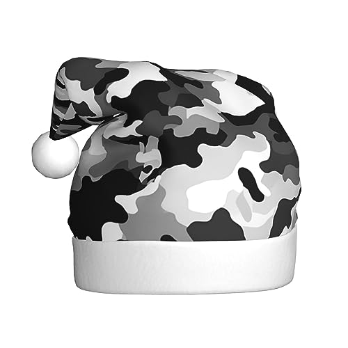 EKYOSHCZ Schwarz Grau Weiß Camo Weihnachtsmütze für Erwachsene Weihnachtsmütze Xmas Urlaub Hut für Neujahr Party Supplies von EKYOSHCZ