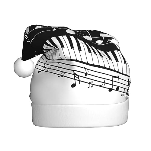 EKYOSHCZ Schwarz Weiß Musiknote Weihnachtsmütze für Erwachsene Weihnachtsmütze Xmas Urlaub Hut für Neujahr Party Supplies von EKYOSHCZ