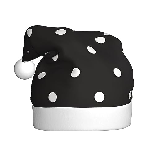 EKYOSHCZ Schwarz und Weiß Polka Dot Weihnachtsmütze für Erwachsene Weihnachtsmütze Xmas Urlaub Hut für Neujahr Party Supplies von EKYOSHCZ