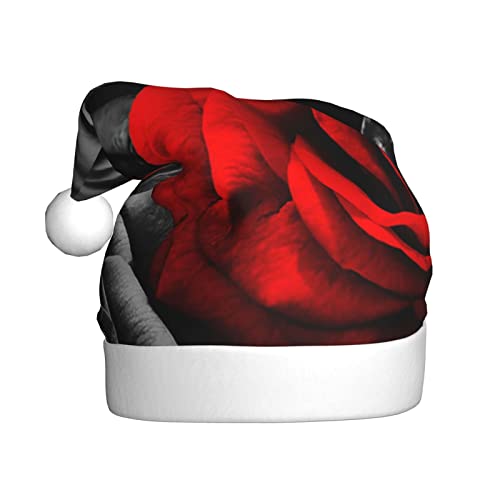 EKYOSHCZ Schwarze weiße und rote Rosen Weihnachtsmütze für Erwachsene Weihnachtsmütze Xmas Urlaub Hut für Neujahr Party Supplies von EKYOSHCZ