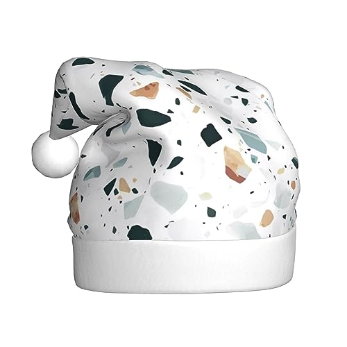 EKYOSHCZ Terrazzo Marmor Pastell Weihnachtsmütze für Erwachsene Weihnachtsmütze Xmas Urlaub Hut für Neujahr Party Supplies von EKYOSHCZ