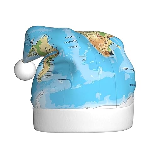 EKYOSHCZ Weltkarte Weihnachtsmütze für Erwachsene Weihnachtsmütze Xmas Urlaub Hut für Neujahr Party Supplies von EKYOSHCZ