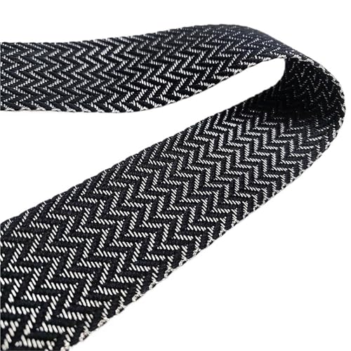 Baumwoll Gurtband 1 Meter goldfarbenes Baumwollgewebe, 40 mm breit, weiches, dünnes Band, Nähmaterial for Taschengurt, Gürtel, DIY, Kleidung, Klebeband, Dekor, Basteln(Silver Black) von EKalgretrA