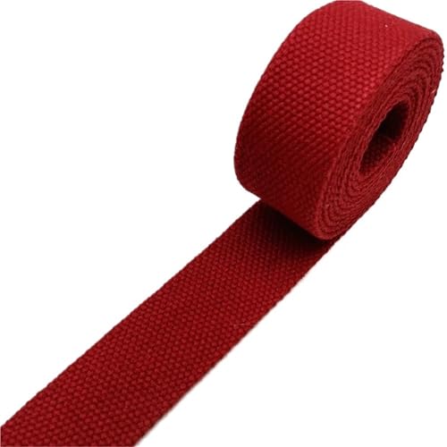 Baumwoll Gurtband 2 Yards 32 mm Canvas-Band, Gürteltaschenverdickung (2 mm), Baumwollgurtband, Nylon-Rucksack-Umreifung, Nähzubehör(Wine Red) von EKalgretrA