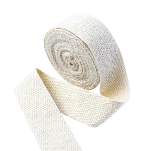 Baumwoll Gurtband 5 Meter 20–50 mm Baumwollgewebe, 1,5 mm dick, hochfest, Rucksackgurt, Etikettenband, Kleidung, Nähband, Schrägband(Beige,38mm) von EKalgretrA
