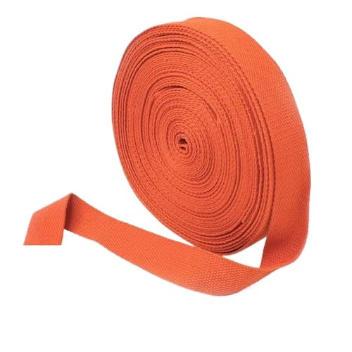 Baumwoll Gurtband 5 Meter 20–50 mm Baumwollgewebe, 1,5 mm dick, hochfest, Rucksackgurt, Etikettenband, Kleidung, Nähband, Schrägband(Orange,25mm) von EKalgretrA
