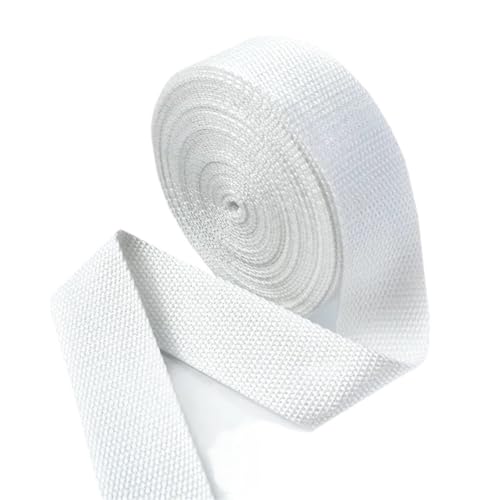 Baumwoll Gurtband 5 Meter 20–50 mm Baumwollgewebe, 1,5 mm dick, hochfest, Rucksackgurt, Etikettenband, Kleidung, Nähband, Schrägband(White,32mm) von EKalgretrA