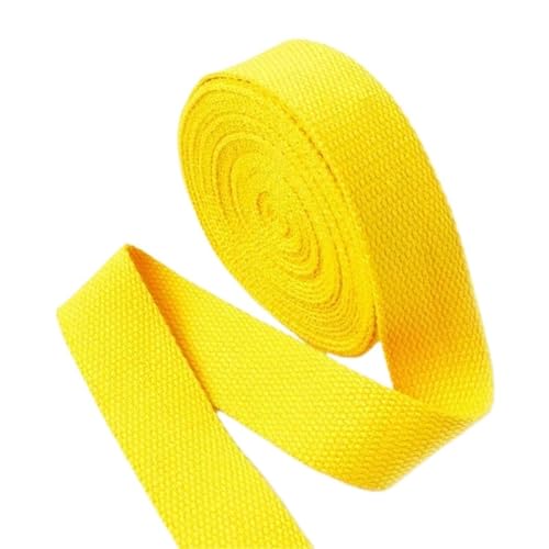 Baumwoll Gurtband 5 Meter 20–50 mm Baumwollgewebe, 1,5 mm dick, hochfest, Rucksackgurt, Etikettenband, Kleidung, Nähband, Schrägband(Yellow,25mm) von EKalgretrA