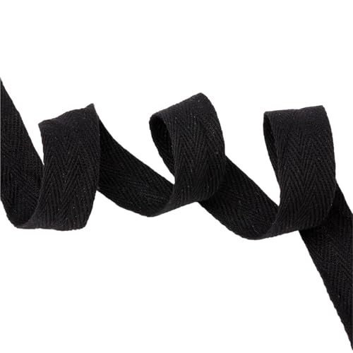 Baumwoll Gurtband 50 Yards schwarzes Baumwollgewebe mit Fischgrätenmuster und Twillband, 10 mm/15 mm/20 mm/25 mm/30 mm/40 mm/50 mm, Band for Nähen von Taschen und Kleidungsstücken(30mm) von EKalgretrA