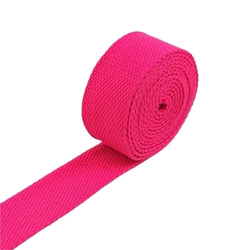 Baumwoll Gurtband 8 Meter 20–50 mm 2 mm dicke Baumwoll-Gurtbänder, Canvas-Gurtbänder, Band for Nähen, Kleidung, Gürtel, DIY, Taschen, Riemen, Band, Zubehör(02Pink,25mm) von EKalgretrA