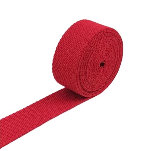 Baumwoll Gurtband 8 Meter 20–50 mm 2 mm dicke Baumwoll-Gurtbänder, Canvas-Gurtbänder, Band for Nähen, Kleidung, Gürtel, DIY, Taschen, Riemen, Band, Zubehör(05Red,32mm) von EKalgretrA