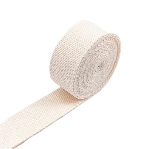 Baumwoll Gurtband 8 Meter 20–50 mm 2 mm dicke Baumwoll-Gurtbänder, Canvas-Gurtbänder, Band for Nähen, Kleidung, Gürtel, DIY, Taschen, Riemen, Band, Zubehör(06Beige,38mm) von EKalgretrA