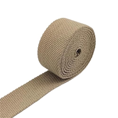 Baumwoll Gurtband 8 Meter 20–50 mm 2 mm dicke Baumwoll-Gurtbänder, Canvas-Gurtbänder, Band for Nähen, Kleidung, Gürtel, DIY, Taschen, Riemen, Band, Zubehör(07Khaki,32mm) von EKalgretrA