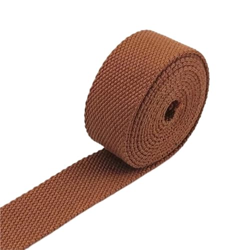 Baumwoll Gurtband 8 Meter 20–50 mm 2 mm dicke Baumwoll-Gurtbänder, Canvas-Gurtbänder, Band for Nähen, Kleidung, Gürtel, DIY, Taschen, Riemen, Band, Zubehör(09Brown,25mm) von EKalgretrA