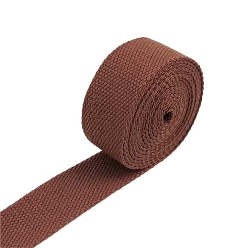 Baumwoll Gurtband 8 Meter 20–50 mm 2 mm dicke Baumwoll-Gurtbänder, Canvas-Gurtbänder, Band for Nähen, Kleidung, Gürtel, DIY, Taschen, Riemen, Band, Zubehör(10Coffee,20mm) von EKalgretrA