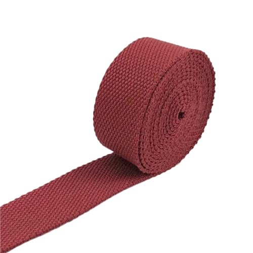 Baumwoll Gurtband 8 Meter 20–50 mm 2 mm dicke Baumwoll-Gurtbänder, Canvas-Gurtbänder, Band for Nähen, Kleidung, Gürtel, DIY, Taschen, Riemen, Band, Zubehör(15Red,38mm) von EKalgretrA