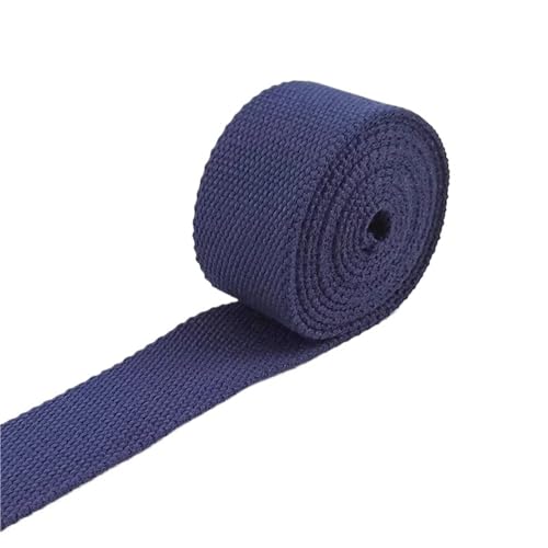 Baumwoll Gurtband 8 Meter 20–50 mm 2 mm dicke Baumwoll-Gurtbänder, Canvas-Gurtbänder, Band for Nähen, Kleidung, Gürtel, DIY, Taschen, Riemen, Band, Zubehör(19DarkBlue,25mm) von EKalgretrA