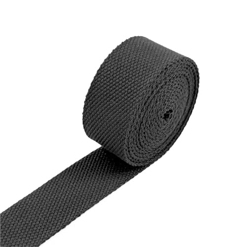 Baumwoll Gurtband 8 Meter 20–50 mm 2 mm dicke Baumwoll-Gurtbänder, Canvas-Gurtbänder, Band for Nähen, Kleidung, Gürtel, DIY, Taschen, Riemen, Band, Zubehör(20Black,32mm) von EKalgretrA