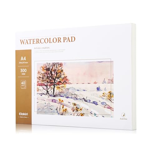 ELAKIRI Aquarellpapier A4 300g, Zeichenblock a4 mit 40 Blatt für Watercolor Wasserfarben Gouache, Aquarell Papier Postkarten Blanko, Aquarell skizzenbuch für Lehrer Künstler ELAKIRI Aquarellpapier A4 300g, Zeichenblock a4 mit 40 Blatt für Watercolor Wasserfarben Gouache, Aquarell Papier Postkarten Blanko, Aquarell skizzenbuch für Lehrer Künstler von ELAKIRI