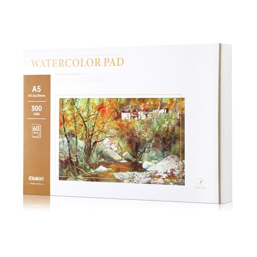 ELAKIRI Aquarellpapier A5 300g, Zeichenblock a5 mit 60 Blatt für Watercolor Wasserfarben Gouache, Aquarell Papier Postkarten Blanko, Aquarell skizzenbuch für Lehrer Künstler ELAKIRI Aquarellpapier A5 300g, Zeichenblock a5 mit 60 Blatt für Watercolor Wasserfarben Gouache, Aquarell Papier Postkarten Blanko, Aquarell skizzenbuch für Lehrer Künstler von ELAKIRI