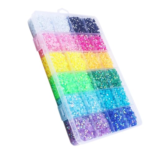 ELAYARD 1 Schachtel Fach Box mit Jelly Resin Strasssteinen für DIY Nail Art Transparente Maniküre Dekoration Bunte Ab Effekte Einfach Anzubringen für Kreative Nagelkunst Zuhause Salon von ELAYARD