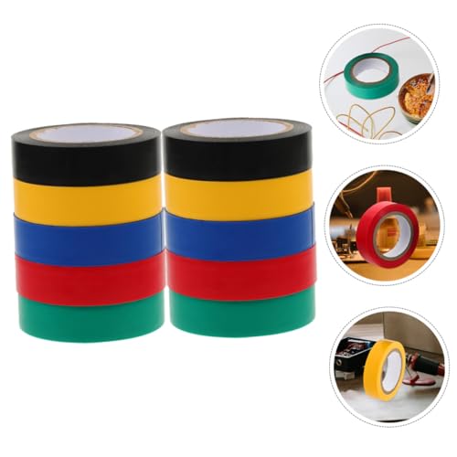 ELAYARD 10 Rollen Teiliges Elektrisches Isolierband Wasserfestes PVC Klebeband Farbiges Reparaturband mit Hoher Haftkraft für Innen Außenbereich Vielseitig Einsetzbar für Kabelisolierung von ELAYARD