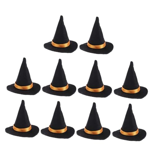 ELAYARD 10 Stück Teiliges Mini Hexenhüte Weinflaschenhüllen aus Filz Halloween Partydeko Schwarz für Weinflaschen Tischdekoration Kreative Hexenhut Bastelaccessoires von ELAYARD