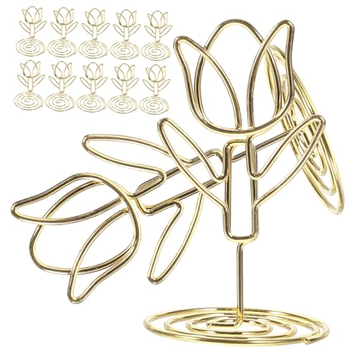 ELAYARD 10 Stück Teiliges Tulpenförmige Metall Memo Clips Tischkartenhalter Notiz Fotohalter Elegant für Hochzeit und Büro Vielseitig Einsetzbar und Langlebig aus Eisen von ELAYARD