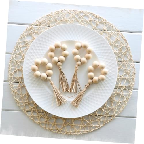 ELAYARD 12 Stück Natürliche Holzperlen Serviettenringe Handgefertigt Rustikale Serviettenhalter Tischdeko Beige Landhausstil Hochzeit Party Wohnzimmer Dekoration von ELAYARD