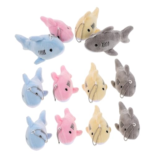 ELAYARD 12 Stück Niedliche Gefüllte Hai Anhänger für Rucksack und Handtasche Bunte Meerestier Taschenanhänger Partygeschenk Beutel Füller Vielseitige Schlüsselring Charms von ELAYARD