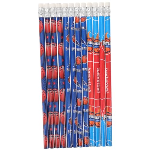 ELAYARD 12 Stück Teiliges Basketball Motiv Holzbleistift mit Radiergummi Langlebige Schreib und Malstifte für Schule Kunst Skizzieren Komfortabel und Bruchsicher für Schüler und Künstler von ELAYARD