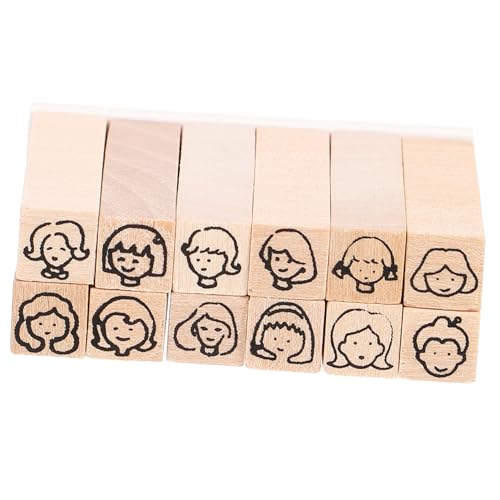 ELAYARD 12 Stück Teiliges Kleine DIY Stempel mit Niedlichen Mustern Handlich und Vielseitig für Tagebuch Scrapbooking Karten Stabiles Holzmaterial für Kreative Bastelideen von ELAYARD