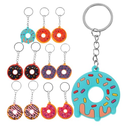 ELAYARD 12 Stück Teiliges Lustiger Donut schlüsselanhänger aus Weichem PVC Modisches Donut design als Anhänger für Rucksack Tasche Geschenk und Weihnachtsdeko von ELAYARD