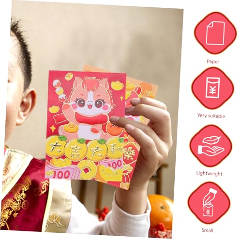 ELAYARD 120 Stück Rote Umschläge für Chinesisches Neujahr Kartonpapier Rote Geldumschläge mit Pferde Glückliche Geldtaschen für Hochzeit Frühlingsfest Geburtstagsfeier Vielseitige von ELAYARD