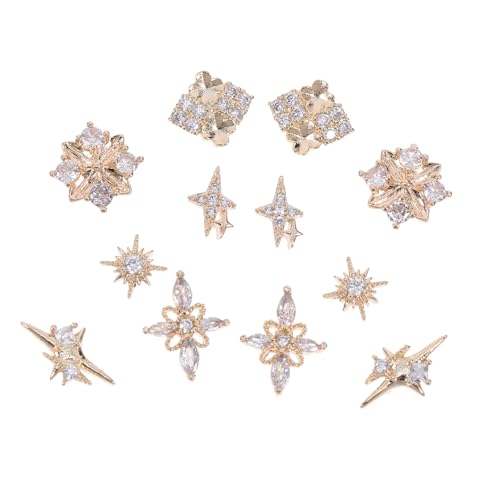 ELAYARD 12Stücke Vintage Nagelschmuck Strass Anhänger für Nagelkunst Schimmernde Dekoration für Maniküre Einfach Anzuwenden für Nagelkünstler und Anfänger von ELAYARD