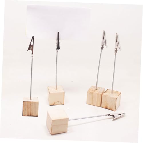 ELAYARD 15 Stück Teiliges Vintage Holz Kartenhalter Stabile Tischkartenhalter mit Rechteckiger Basis Vielseitig als Fotoclips Memo Platzkartenhalter für Hochzeit Restaurant von ELAYARD