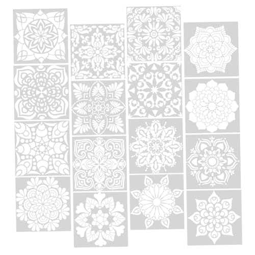 ELAYARD 16 Stück Teiliges Blumen Schablonen aus Pet Wiederverwendbare Malschablonen für Scrapbooking Vielseitige Malvorlagen zur Dekoration und Kreativen Gestaltung von ELAYARD
