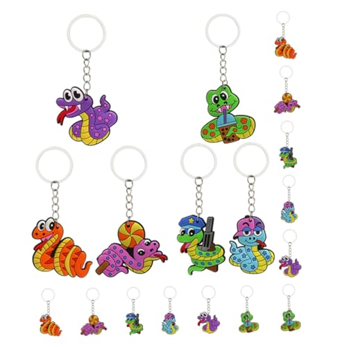ELAYARD 18 Stück Teiliges Kreative Schlangen schlüsselanhänger für Bunte Cartoon tier charms Vielseitig Einsetzbar als Schul mitgebsel und Partytütenfüllung Spielerisches Design für von ELAYARD