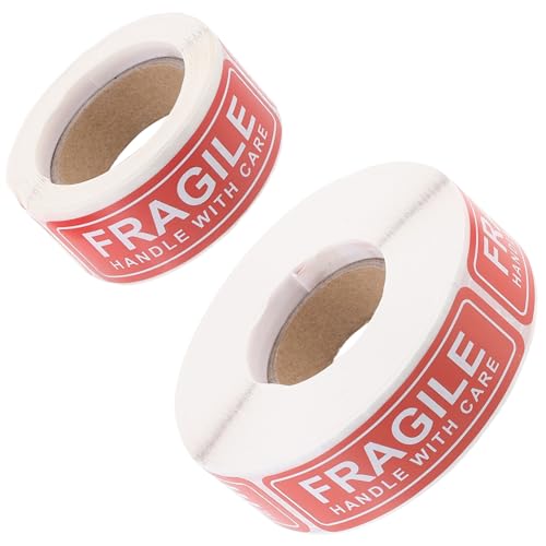 ELAYARD 2 Rollen Fragile Warnaufkleber Selbstklebend Stark Haftend Verpackung Versand Warnetiketten für Zerbrechliche Pakete Klein und Groß Je Praktisch und Langlebig von ELAYARD