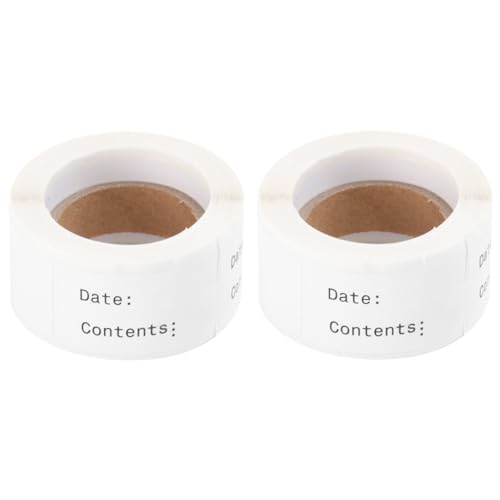 ELAYARD 2 Rollen Lebensmittel Datumsetiketten Selbstklebend mit Englischem Aufdruck Praktische Küchenaufkleber für Lebensmittelbehälter Ablösbare DIY Index Sticker Farbfest und von ELAYARD