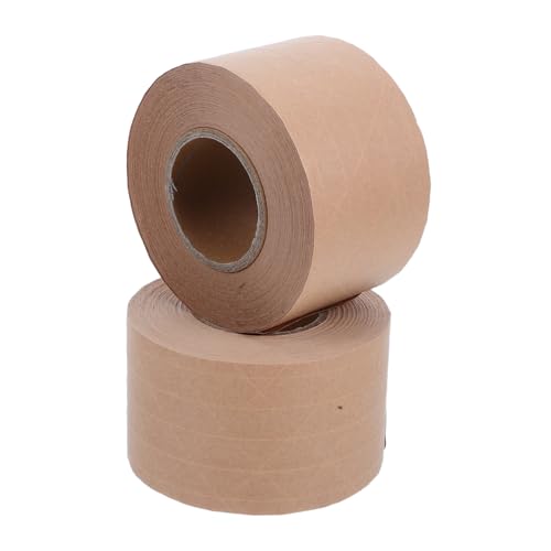 ELAYARD 2 Rollen Wasseraktiviertes Papierband Klebeband braunes Packband aus Kraft braunes Papierband Kartonversiegelband für den Versand Kraftpapier Khaki von ELAYARD