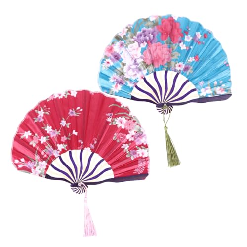 ELAYARD 2 STÜCK Klassische Faltbare Damen handfächer mit Blau weißem Griff Dekorativer Chinesischer Holz Muschelrahmen Einzigartiges Kleines Geschenk für Freundinnen Stilvolle Wohn von ELAYARD