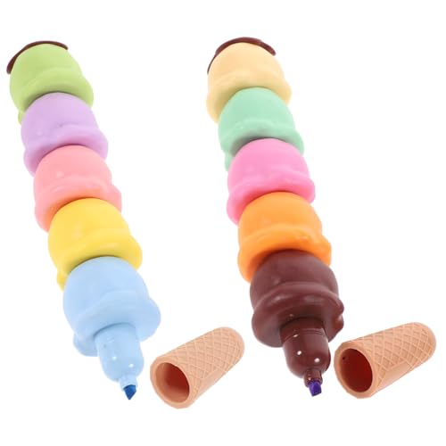 ELAYARD 2 Sätze Eisförmige Markierstifte Macaron und Schokoladenfarben Kompakte Bunte Doodle Scrapbook marker Praktische Schul Arbeitskennzeichnung Leicht und Handlich von ELAYARD