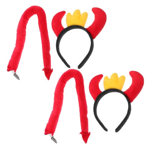 ELAYARD 2 Sätze Rote Teufelshörner Haarreif Cartoon Design Weiches Material Bequemes Cosplay Zubehör für Halloween Kostümparty Damen von ELAYARD