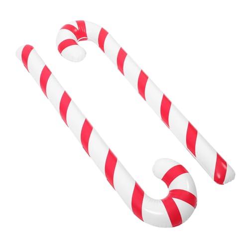 ELAYARD 2 Stück Aufblasbare Weihnachtszuckerstangen Luftballons Rot Weiß Candy Cane Ballons Weihnachtsdeko für Innen Außen Geburtstag Party Dekoration von ELAYARD