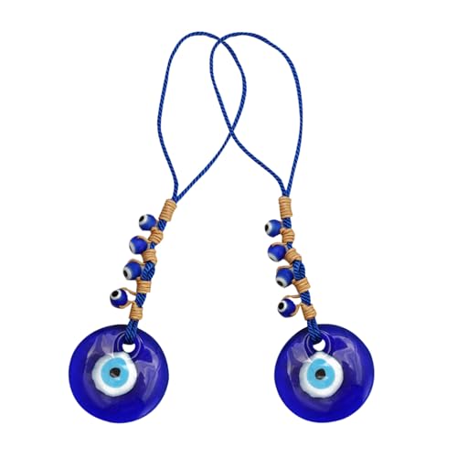 ELAYARD 2 Stück Blauer Böser Blick Anhänger Glasperlen Schutzamulett Schlüsselanhänger Wanddeko Glücksbringer für Zuhause und Auto ELAYARD 2 Stück Blauer Böser Blick Anhänger Glasperlen Schutzamulett Schlüsselanhänger Wanddeko Glücksbringer für Zuhause und Auto von ELAYARD