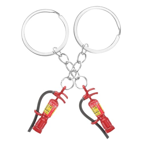 ELAYARD 2 Stück Feuerwehr Schlüsselanhänger Mini Feuerlöscher Anhänger Leicht Tragbar Stilvoll Geschenk für Feuerwehrmann Taschen Rucksack Dekoration von ELAYARD