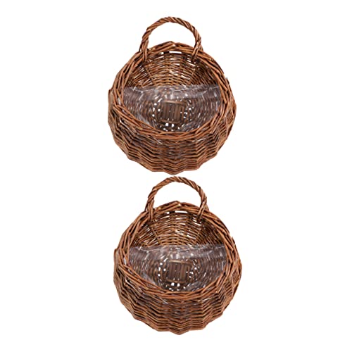 ELAYARD 2 Stück Geflochtene Rattan Blumenkorb Wandhängend Dekoration für Zuhause Balkon Garten Stilvolle Pflanzgefäße mit Charm von ELAYARD
